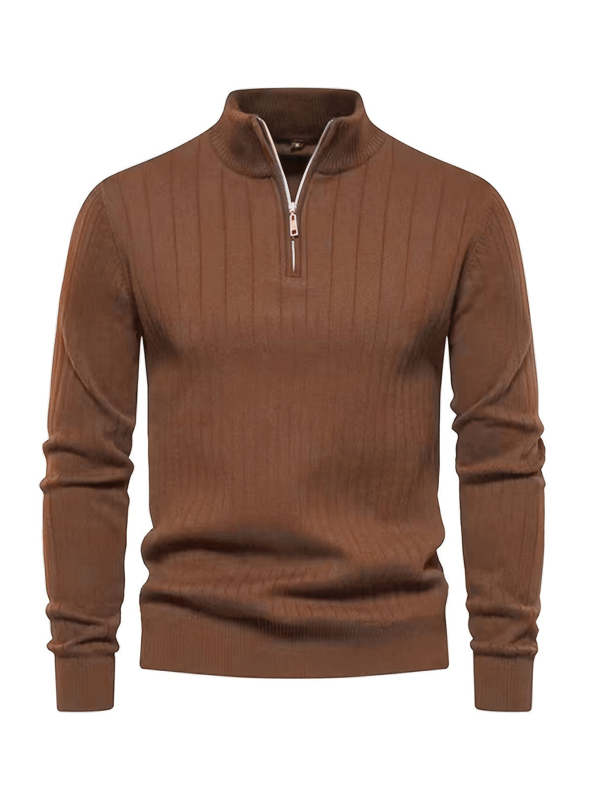 Men's Stand Collar Zipper Knit Pullover Sweater for Fall Comfort