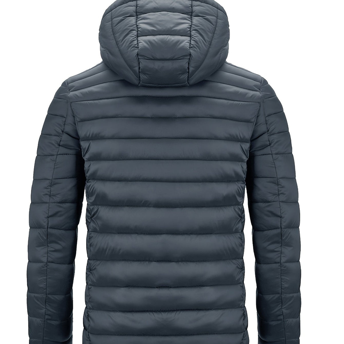 Men's Hooded Quilted Winter Jacket with Zipper Pockets