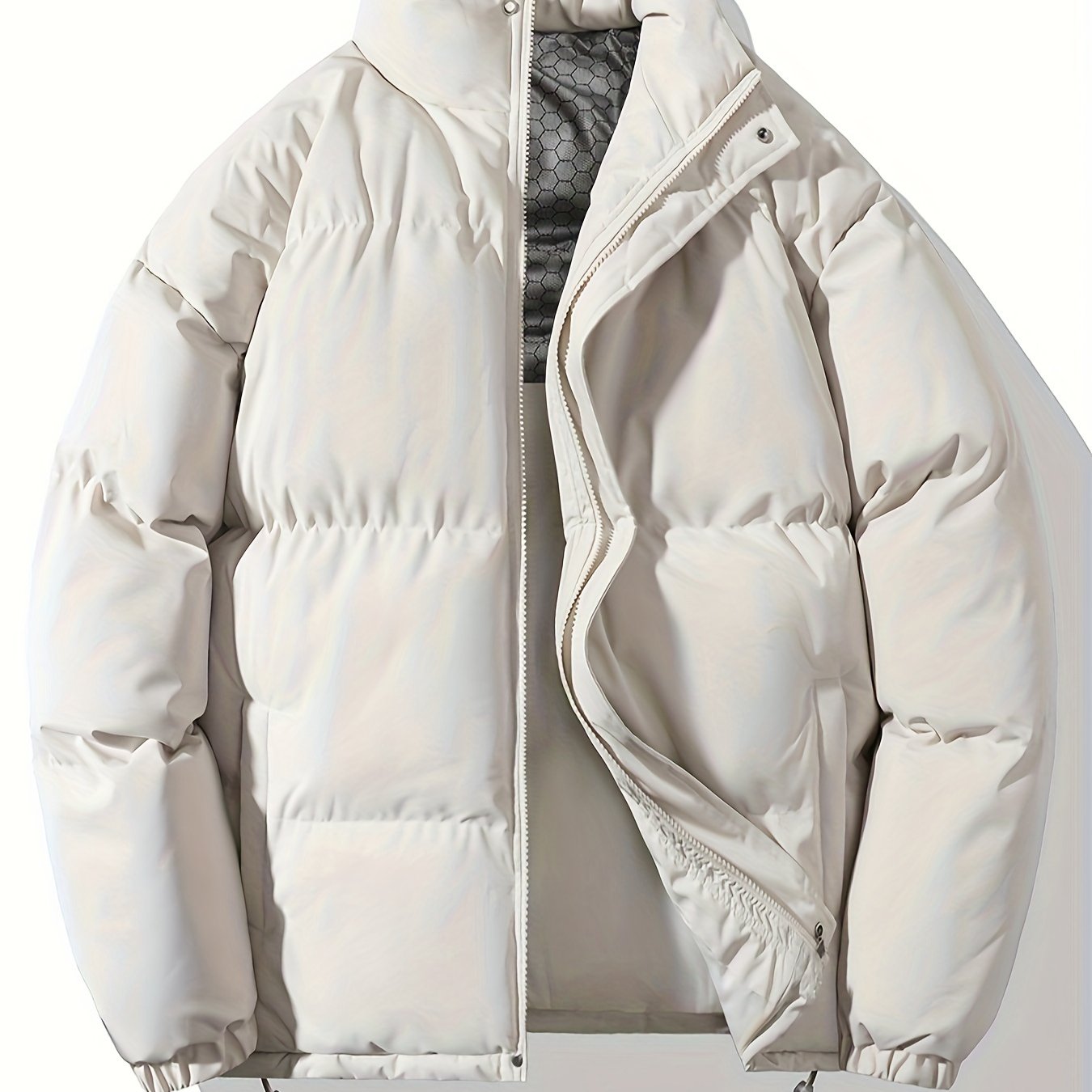 Autumn/Winter Men's Regular Fit Thickened Casual Solid Color Padded Coat, Men's Winter Warm Outerwear