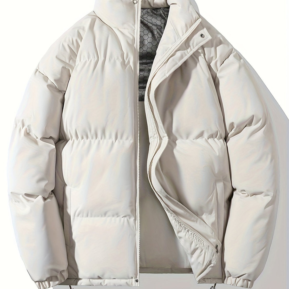 Autumn/Winter Men's Regular Fit Thickened Casual Solid Color Padded Coat, Men's Winter Warm Outerwear