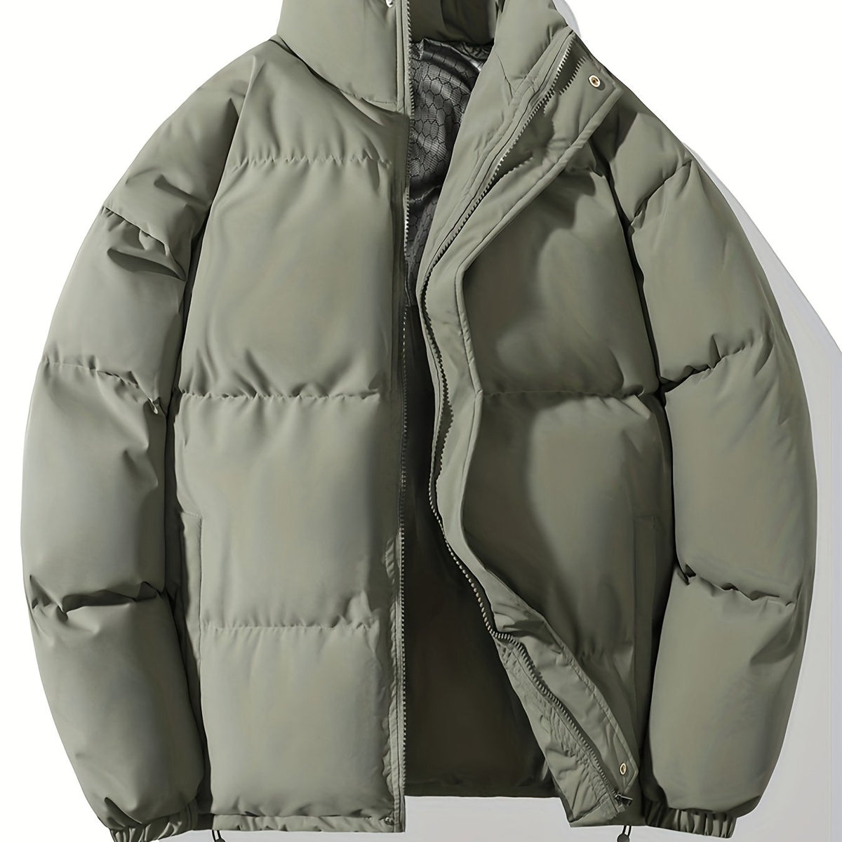 Autumn/Winter Men's Regular Fit Thickened Casual Solid Color Padded Coat, Men's Winter Warm Outerwear