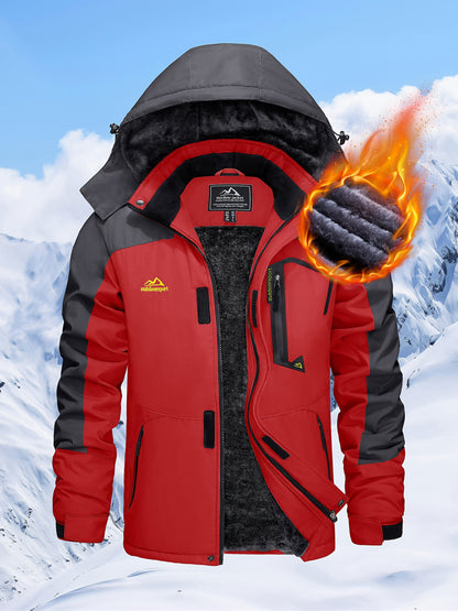 Men's Hooded Winter Fleece Lined Jacket for Outdoor Activities