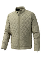 Men's Casual Diamond Pattern Stand-Up Collar Jacket in Polyester