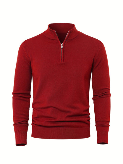 Men's Knit Zip-Front Sweater - Warm Thick Pullover for Cold Weather