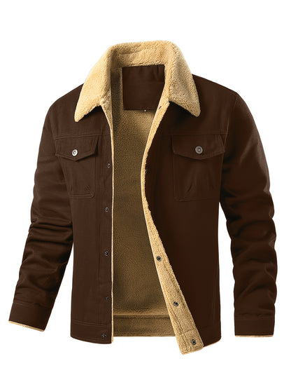 Men's Fleece-Lined Workwear Jacket for Warmth in Fall/Winter