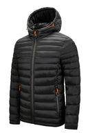 Men's Hooded Quilted Winter Jacket with Zipper Pockets