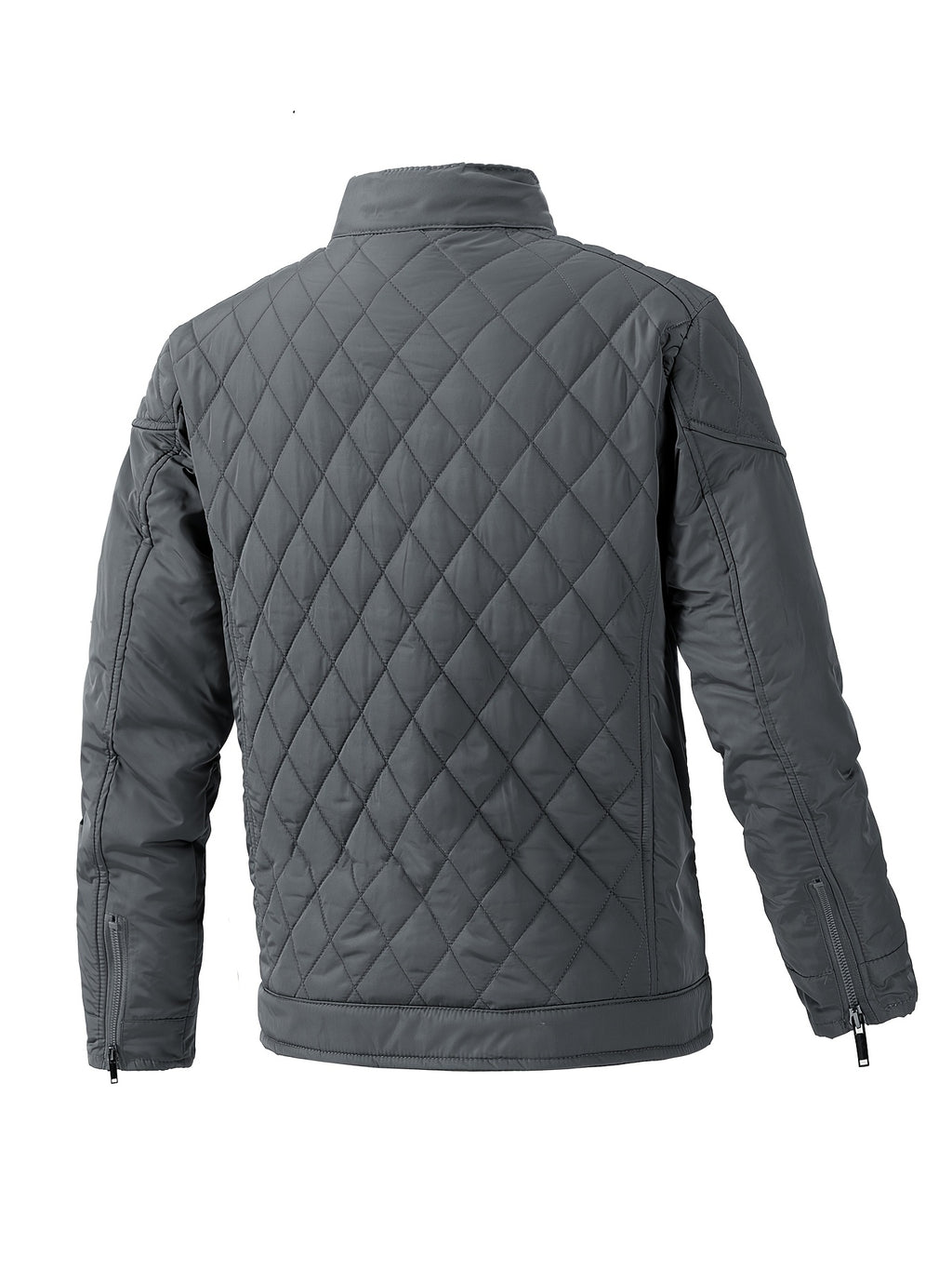Men's Casual Diamond Pattern Stand-Up Collar Jacket in Polyester