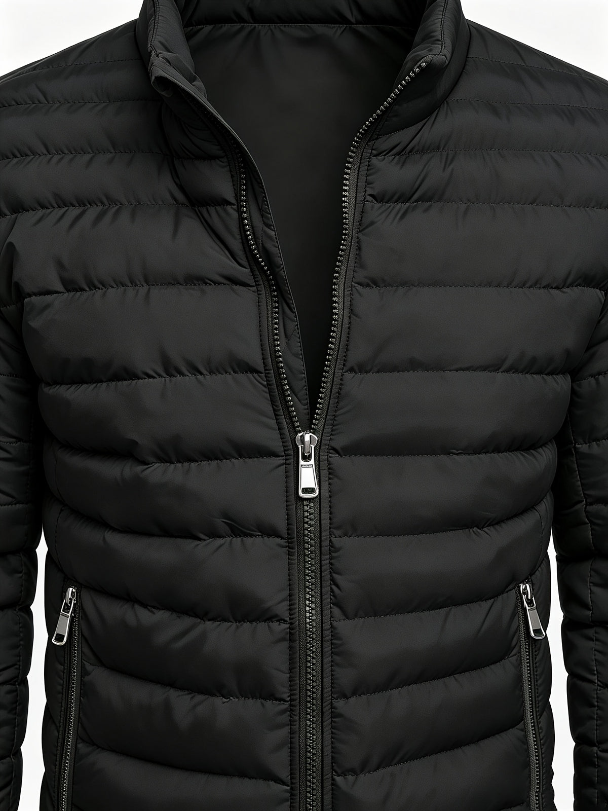 Men's College-Style Stand-Up Collar Jacket, Warm Outerwear Casual Windproof Coat with Zippered Pockets, Suitable for Winter Wear