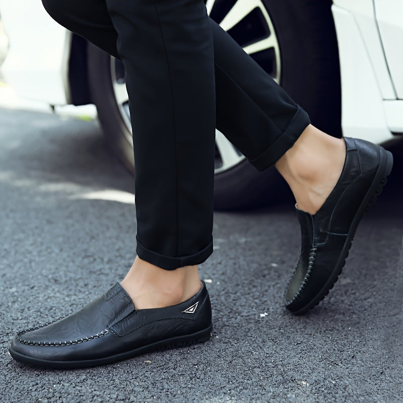 Men's Slip-On Casual Shoes - Genuine Leather, Soft Rubber Sole, Breathable
