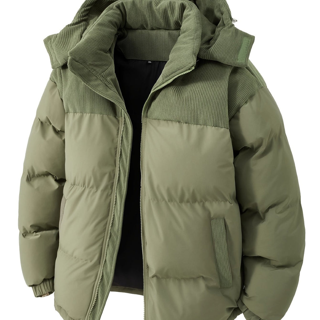 Men'S Fall Winter Thick Corduroy Jacket Casual Warm Coat - Hooded Jacket