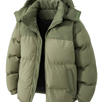 Men'S Fall Winter Thick Corduroy Jacket Casual Warm Coat - Hooded Jacket