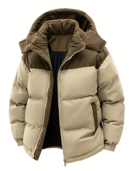 Men'S Fall Winter Thick Corduroy Jacket Casual Warm Coat - Hooded Jacket