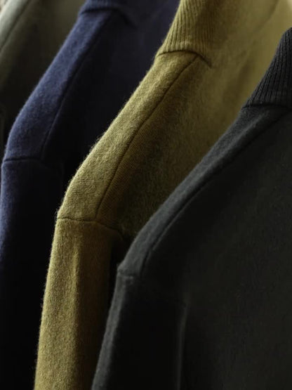 Men's Knit Zip-Front Sweater - Warm Thick Pullover for Cold Weather