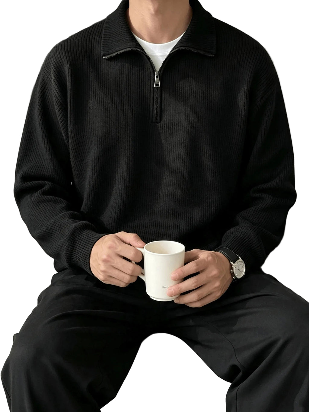 Men's Half-Zip Knit Sweater, Comfortable Casual Pullover for Autumn Wear