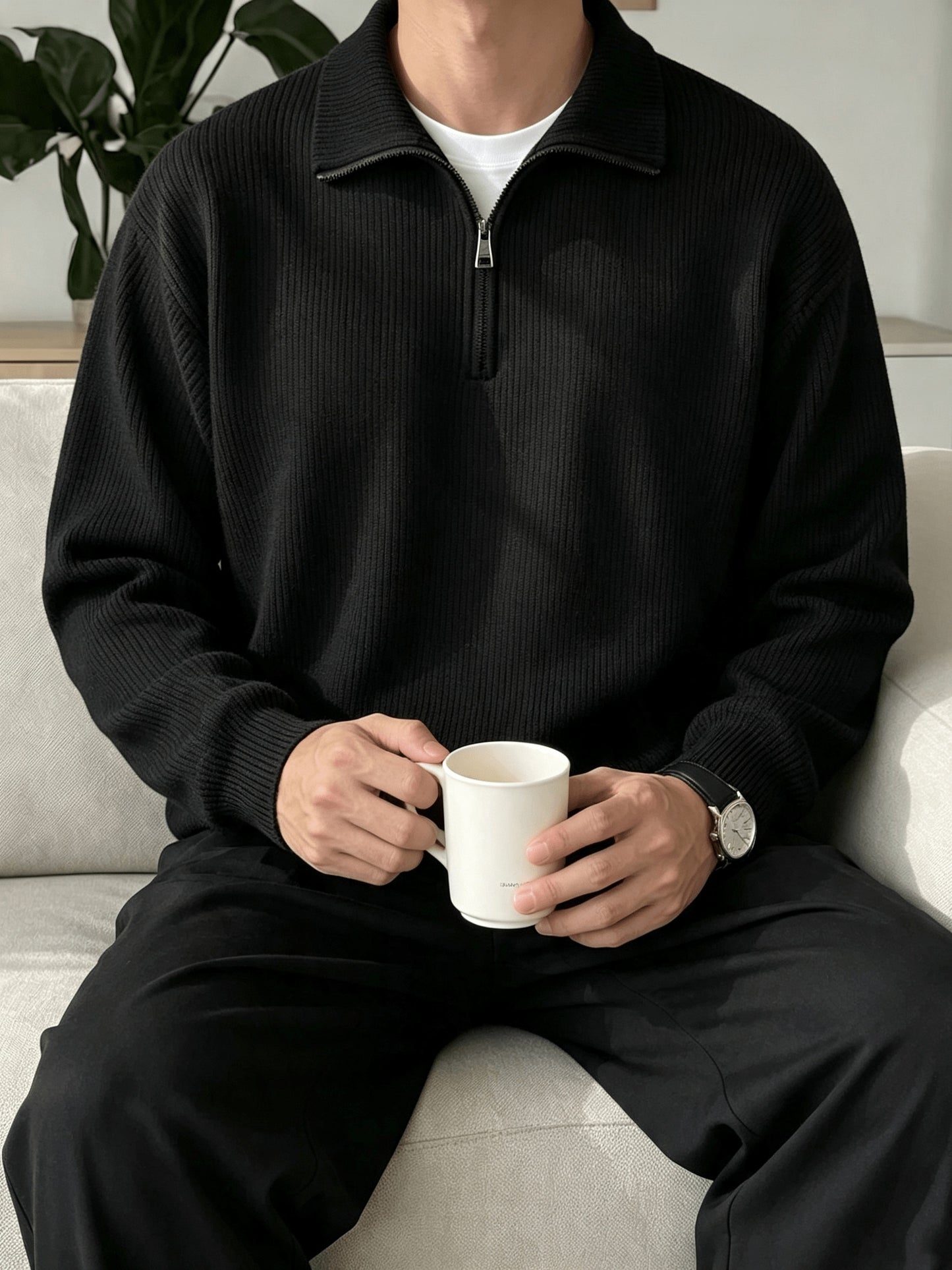 Men's Half-Zip Knit Sweater, Comfortable Casual Pullover for Autumn Wear