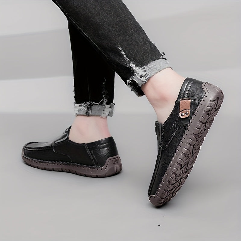 Men's Handmade Slip-On Sneakers - Comfortable Rubber Soles for All Seasons