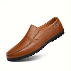 Men's Slip-On Casual Shoes - Genuine Leather, Soft Rubber Sole, Breathable