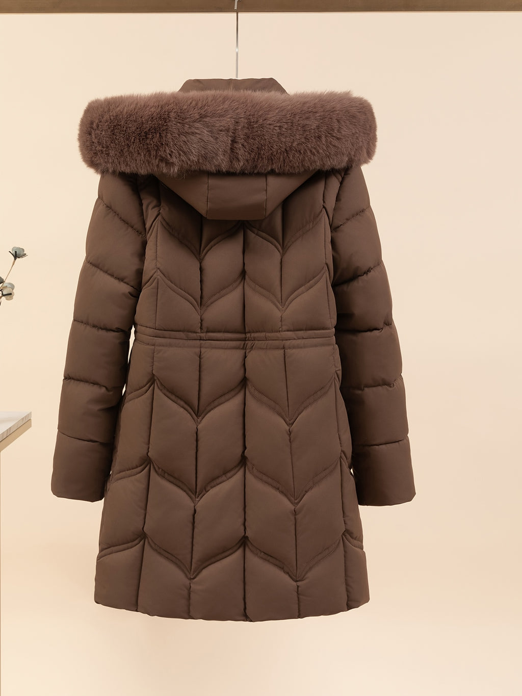 Women’s Long-Sleeve Faux Puffer Jacket, Slim Fit Warm Coat