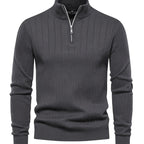 Men's Stand Collar Zipper Knit Pullover Sweater for Fall Comfort