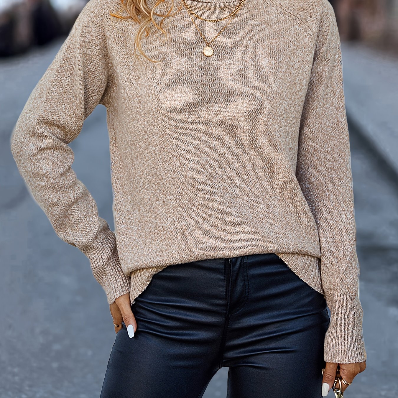 Elegant High Neck Warm Pullover Sweater for Women