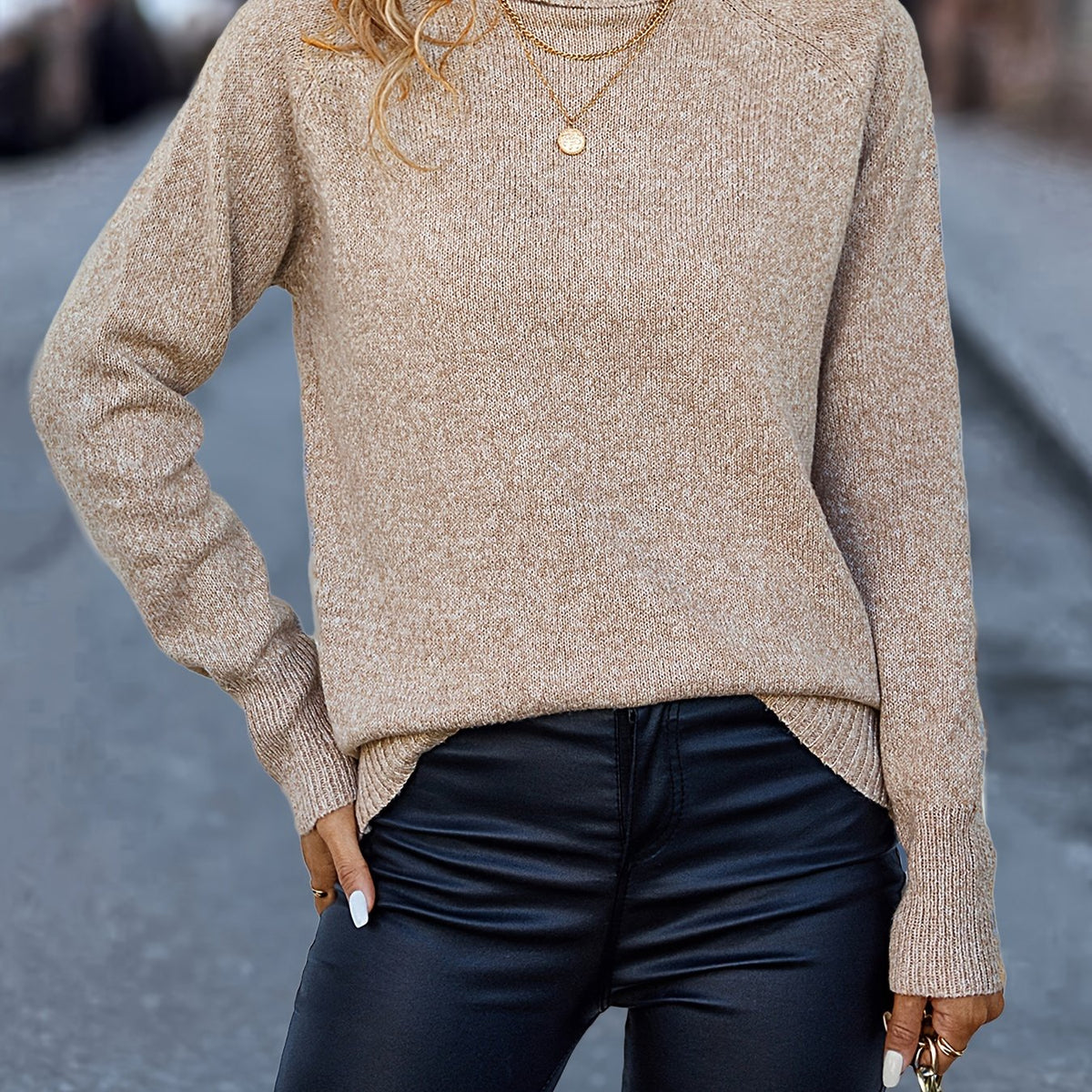 Elegant High Neck Warm Pullover Sweater for Women