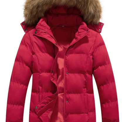 Women's Hooded Warm Winter Puffer Coat with Removable Hood