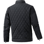 Men's Casual Diamond Pattern Stand-Up Collar Jacket in Polyester
