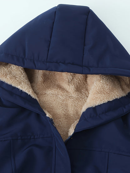 Women's Winter Hooded Parka Jacket - Heavy-Duty Cold Weather Coat