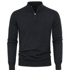 Men's Knit Zip-Front Sweater - Warm Thick Pullover for Cold Weather