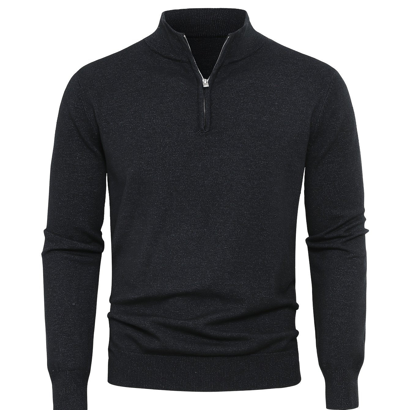 Men's Knit Zip-Front Sweater - Warm Thick Pullover for Cold Weather