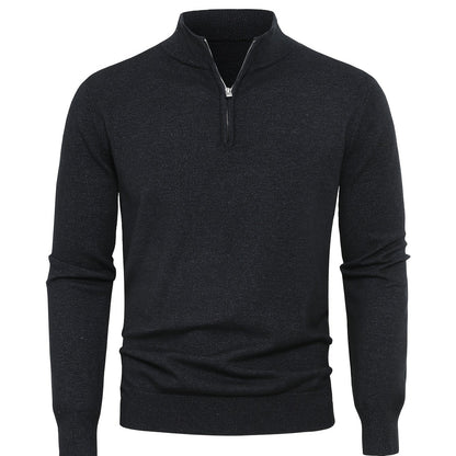 Men's Knit Zip-Front Sweater - Warm Thick Pullover for Cold Weather