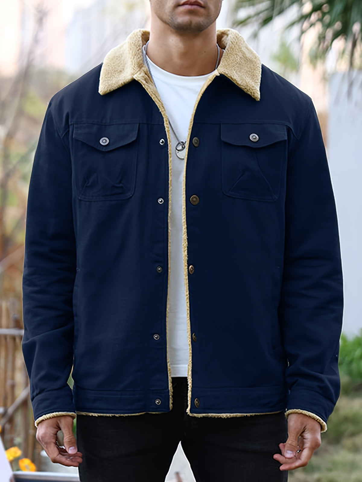 Men's Fleece-Lined Workwear Jacket for Warmth in Fall/Winter