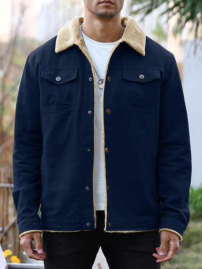 Men's Fleece-Lined Workwear Jacket for Warmth in Fall/Winter