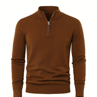 Men's Knit Zip-Front Sweater - Warm Thick Pullover for Cold Weather