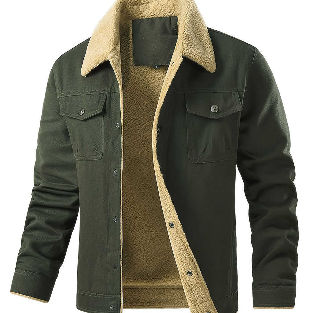Men's Fleece-Lined Workwear Jacket for Warmth in Fall/Winter