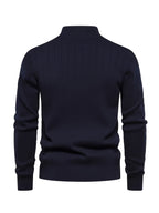 Men's Stand Collar Zipper Knit Pullover Sweater for Fall Comfort