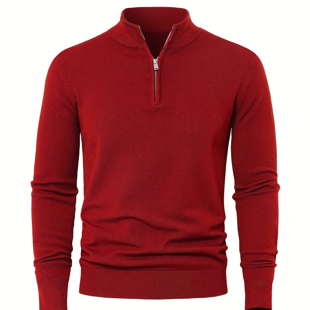 Men's Knit Zip-Front Sweater - Warm Thick Pullover for Cold Weather