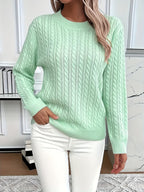 Women's Casual Loose-Fit Round Neck Long Sleeve Pullover Sweater