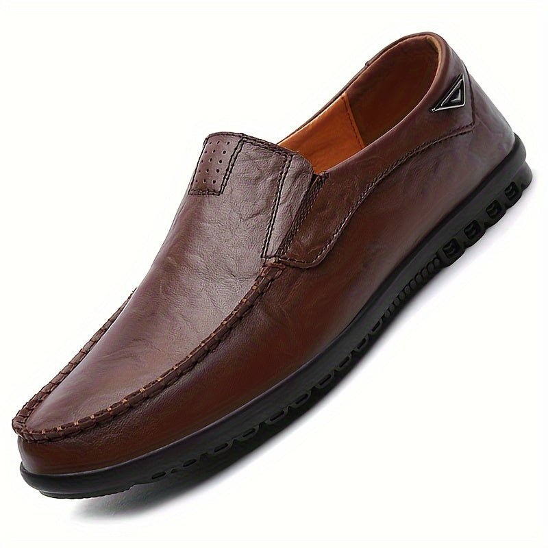 Men's Slip-On Casual Shoes - Genuine Leather, Soft Rubber Sole, Breathable