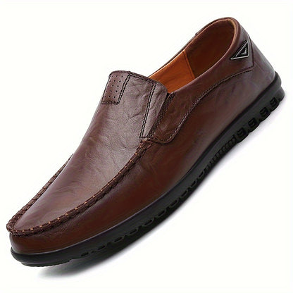 Men's Slip-On Casual Shoes - Genuine Leather, Soft Rubber Sole, Breathable