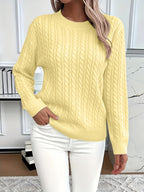 Women's Casual Loose-Fit Round Neck Long Sleeve Pullover Sweater