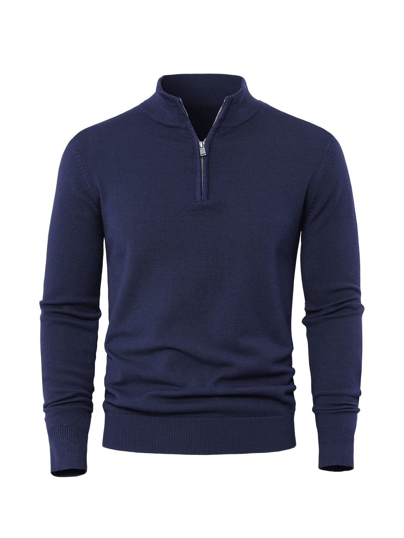 Men's Knit Zip-Front Sweater - Warm Thick Pullover for Cold Weather