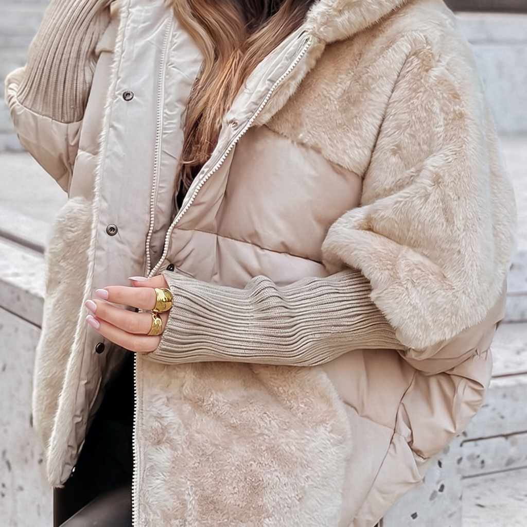 Women's Faux Fur Hooded Coat for Insulated Autumn Wear