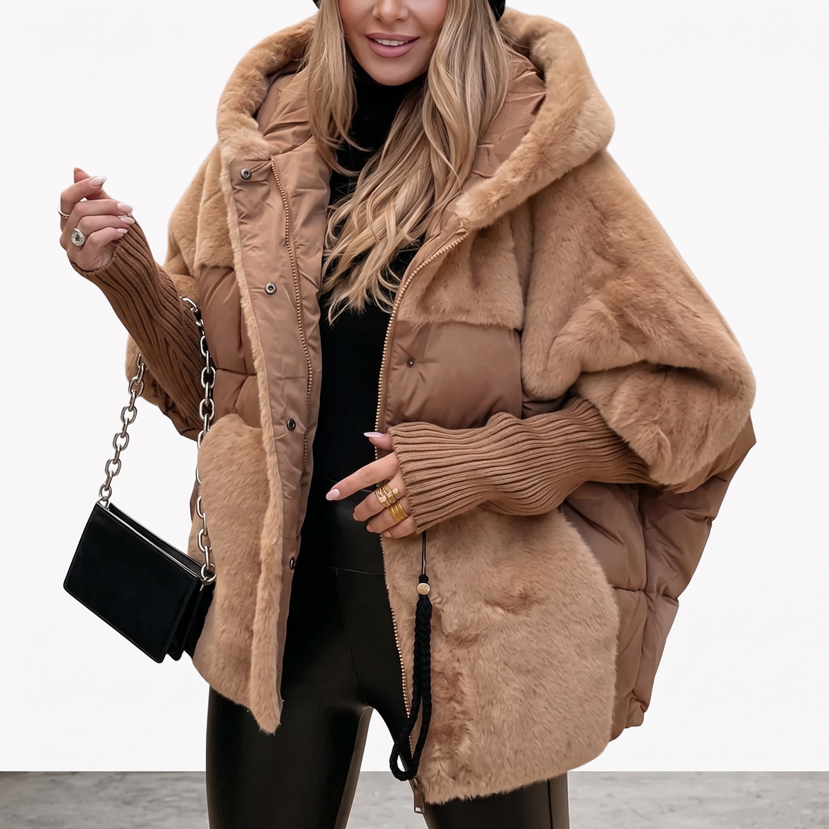 Women's Faux Fur Hooded Coat for Insulated Autumn Wear