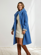 Women Hooded Bouclé Winter Coat - Relaxed Fit with Textured Finish
