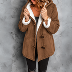 Women's Sherpa Lined Hooded Jacket with Toggle Closure for Warmth