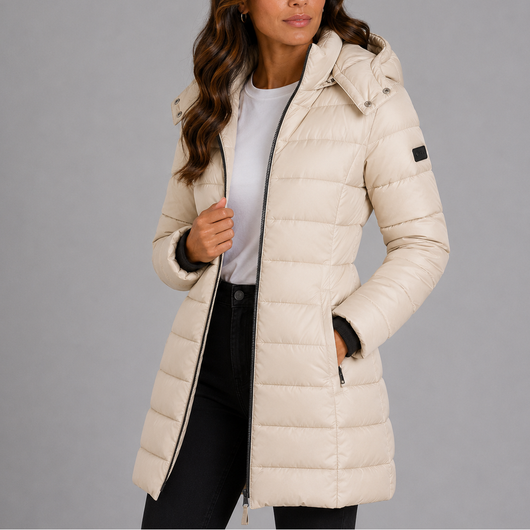 Women's Hooded Quilted Puffer Jacket with Cotton Insulation