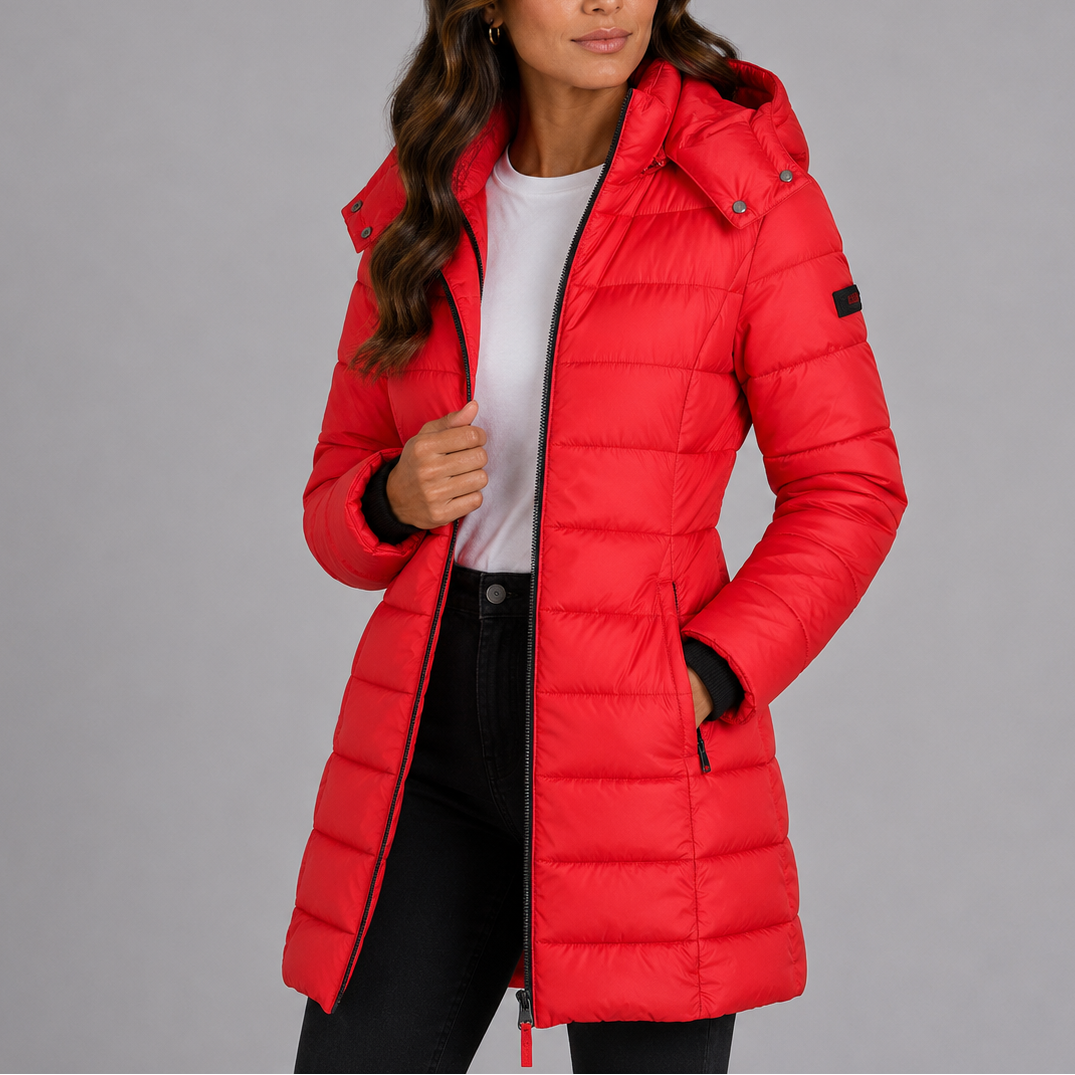 Women's Hooded Quilted Puffer Jacket with Cotton Insulation