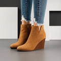 Sculpted Wedge Ankle Boots with Side Cut-Out