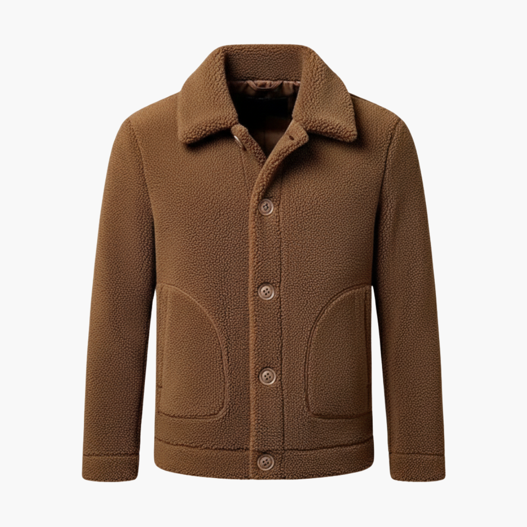 Men's Short Jacket with Lapel Collar and Front Pockets